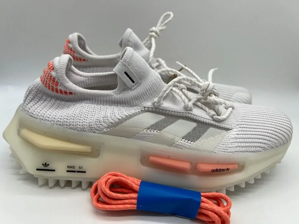 Adidas Women's NMD S1 Low Shoes Coral White HQ4465 Size 9 NWT
